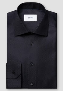 Eton Luxury Organic Cotton King Twill Houndstooth Texture Overhemd Zwart