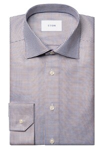 Eton Luxury Organic Cotton King Twill Houndstooth Texture Shirt Fine Orange