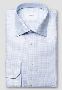 Eton Luxury Organic Cotton King Twill Houndstooth Texture Shirt Light Blue