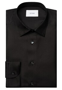 Eton Luxury Silk Twill Mother of Pearl Buttons Overhemd Zwart