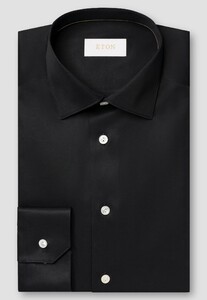 Eton Luxury Supima 120 Organic Cotton Twill Mother of Pearl Buttons Shirt Black