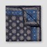 Eton Medallion Pattern Oxford Silk Pocket Square Navy