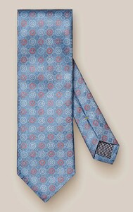 Eton Medallion Pattern Silk Textured Jacquard Tie Blue