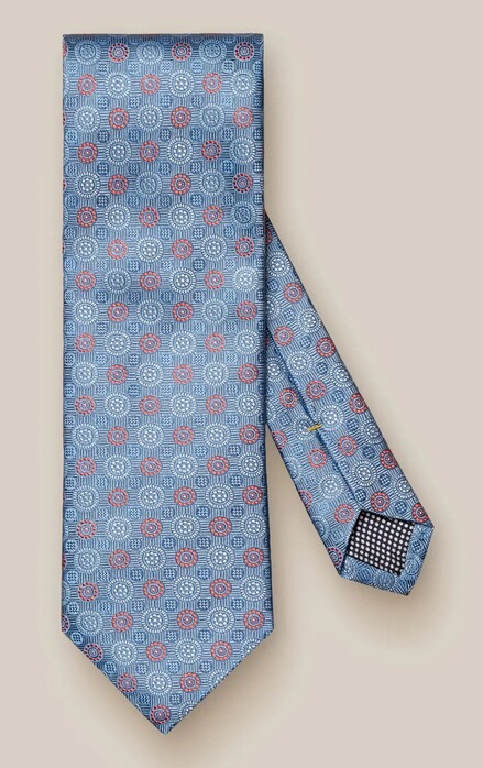 Eton Medallion Pattern Silk Textured Jacquard Tie Blue