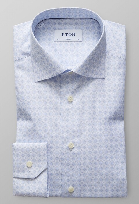 Eton Medallion Poplin Overhemd Diep Blauw