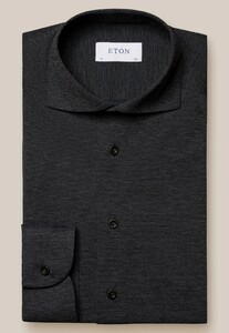 Eton Mélange Four Way Stretch Wide-Spread Collar Shirt Dark Navy