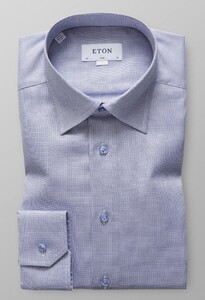 Eton Melange Oxford Overhemd Avond Blauw