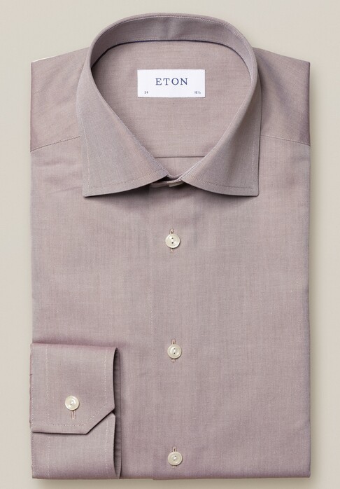 Eton Mélange Signature Twill Overhemd Beige