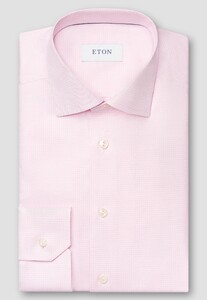 Eton Micro Check Cotton Tencel Overhemd Licht Roze