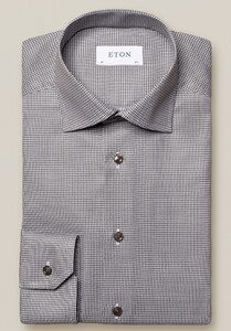 Eton Micro Check Cutaway Overhemd Grijs