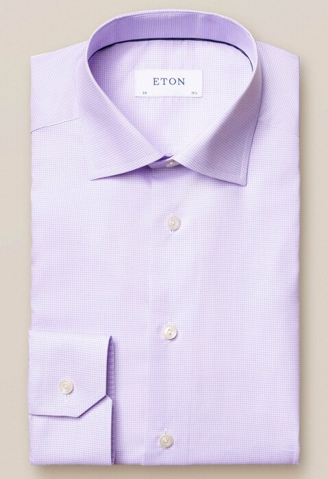 Eton Micro Check Fine Twill Overhemd Lavender