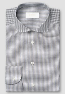 Eton Micro Check New Zealand Super 120s Merino Wool Shirt Blue