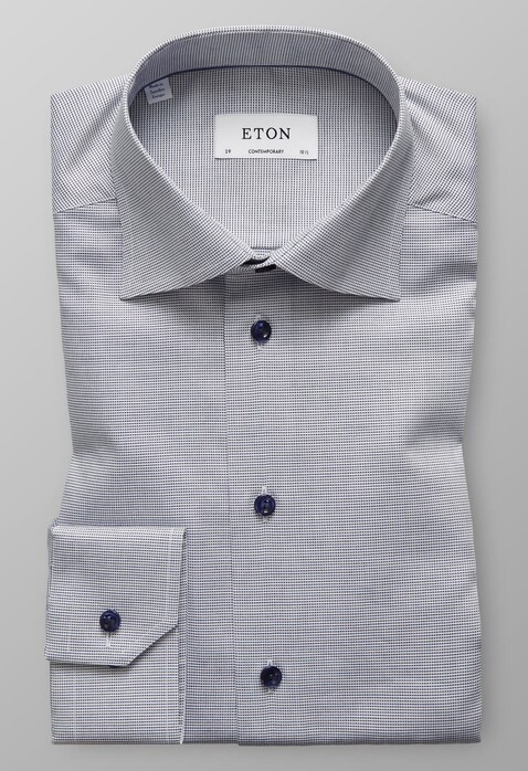 Eton Micro Check Overhemd Navy