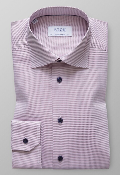 Eton Micro Check Overhemd Roodroze