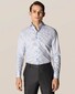 Eton Micro Check Stretch Shirt Light Blue