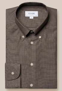 Eton Micro Dot Mélange Oxford Button Down Shirt Brown
