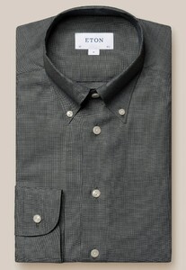 Eton Micro Dot Mélange Oxford Button Down Shirt Dark Green