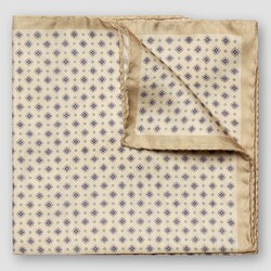 Eton Micro Floral Pattern Tussah Silk Pocket Square Beige