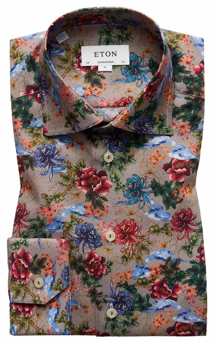 Eton Micro Floral Print twill Shirt Multicolor