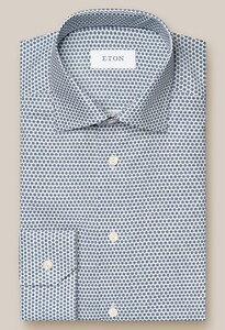 Eton Micro Floral Signature Twill Shirt Light Blue