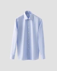 Eton Micro Houndstooth Fine Twill Cutaway Collar Shirt Light Blue