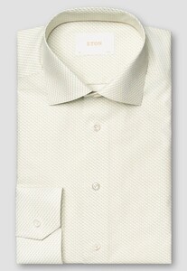 Eton Micro Olive Pattern Luxury Fine Twill Cotton Overhemd Lichtgeel