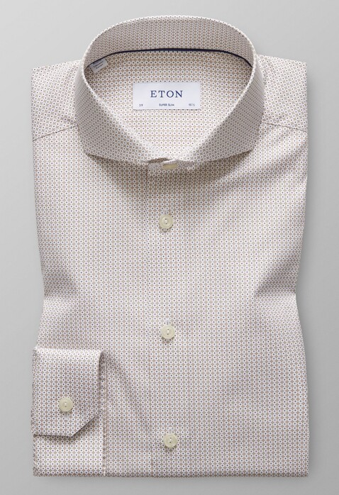 Eton Micro Pattern Fantasy Overhemd Diep Bruin