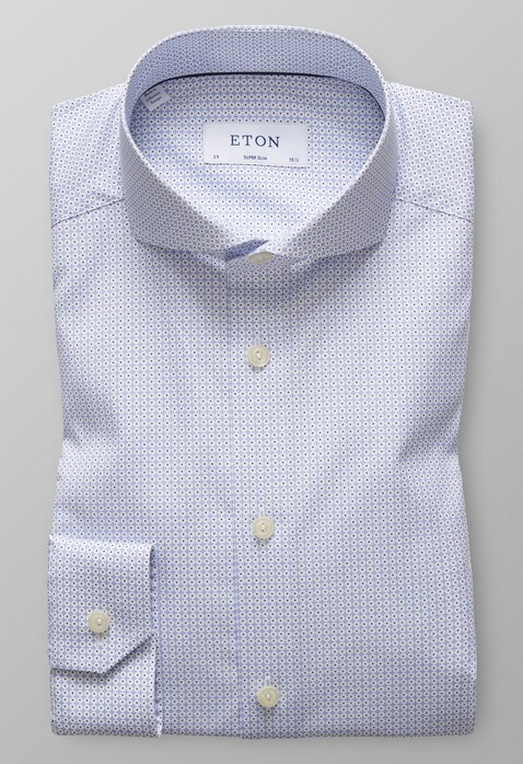 Eton Micro Pattern Fantasy Shirt Deep Blue Melange