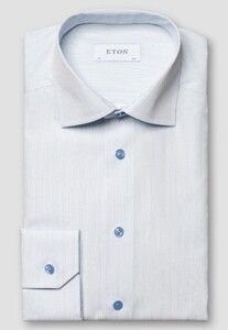 Eton Micro Pattern Signature Poplin Contrast Buttons Shirt Light Blue
