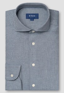 Eton Micro Texture Pattern Flannel Shirt Dark Evening Blue