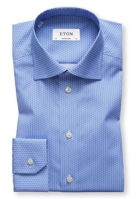 Eton Micro Tiger Poplin Overhemd Diep Blauw