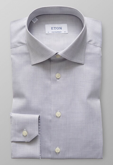 Eton Micro Weave Contrast Overhemd Dark Navy