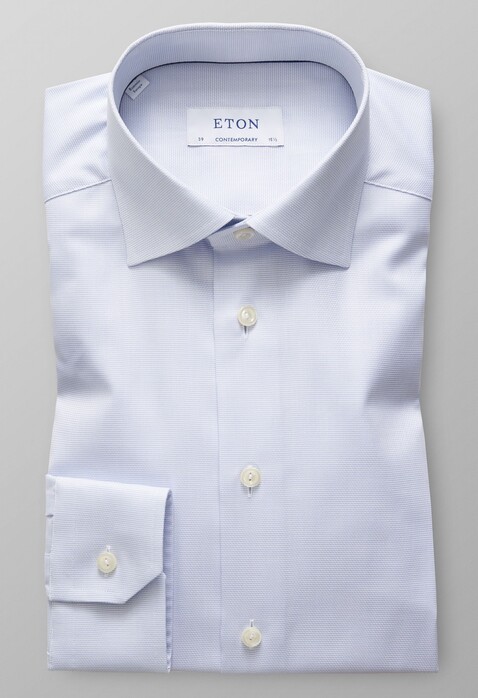 Eton Micro Weave Contrast Overhemd Licht Blauw