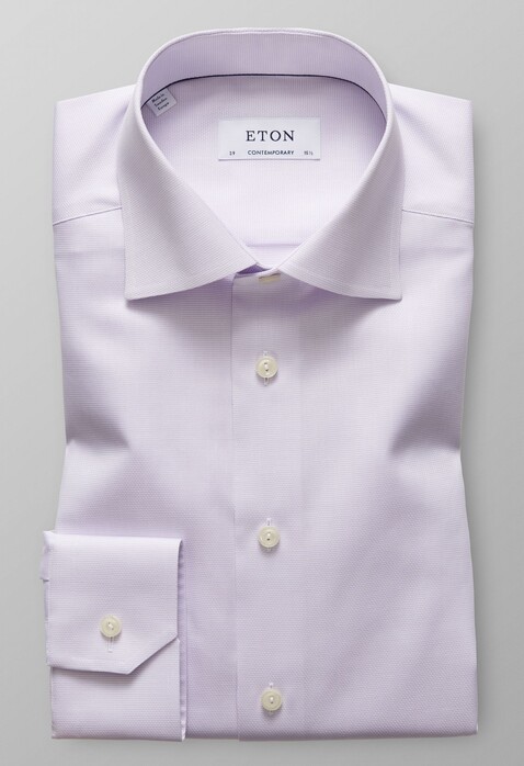 Eton Micro Weave Contrast Shirt Paars Melange