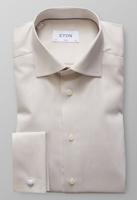 Eton Micro Weave French Cuff Overhemd Gebroken Wit
