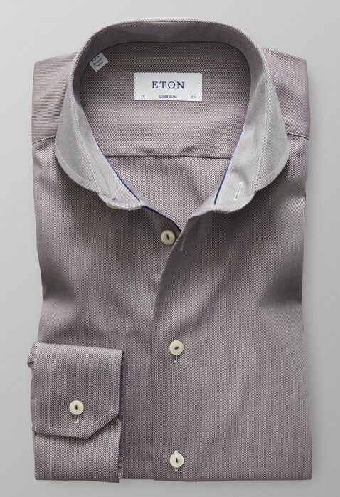 Eton Micro Weave Twill Shirt Brown