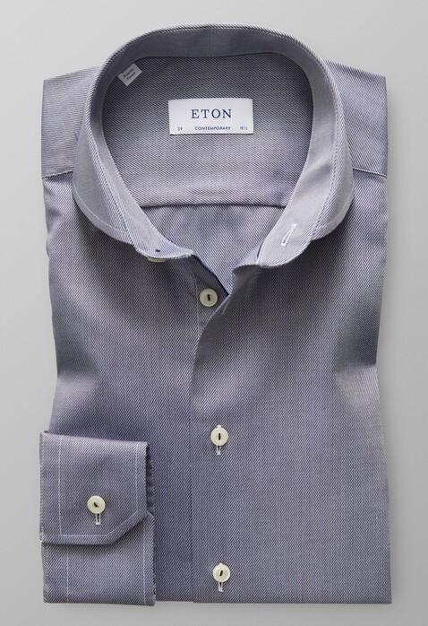 Eton Micro Weave Twill Shirt Dark Evening Blue