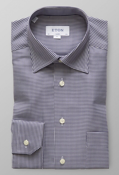 Eton Micro Weave Twill Shirt Dark Navy