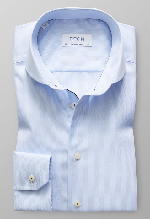 Eton Micro Weave Twill Shirt Evening Blue