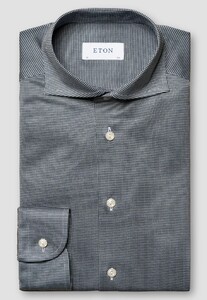 Eton Mini Check Filo di Scozia Cotton King Knit Shirt Navy