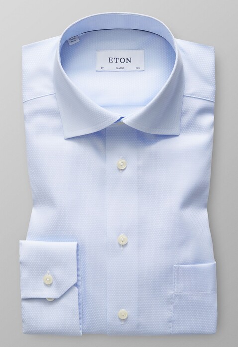 Eton Mini Diamond Weave Twill Overhemd Licht Blauw