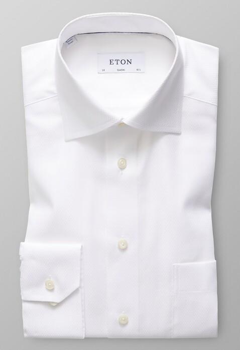 Eton Mini Diamond Weave Twill Overhemd Wit
