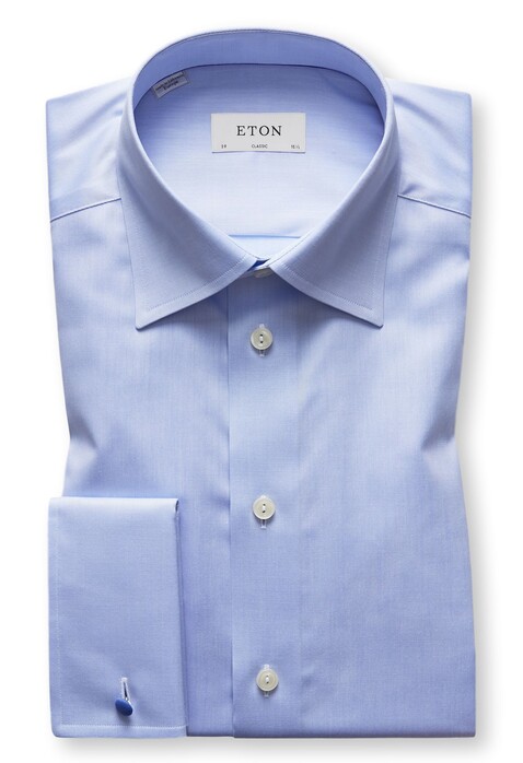 Eton Moderate Cutaway Dubbele Manchet Overhemd Licht Blauw