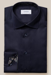 Eton Modern Floral Pattern Contrast Shirt Navy