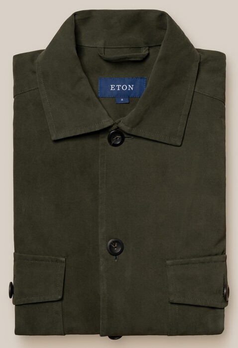 Eton Moleskin Organic Cotton Heavy Twill Overshirt Dark Green