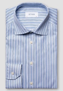 Eton Multi Bold Striped Cotton Tencel Overhemd Blauw