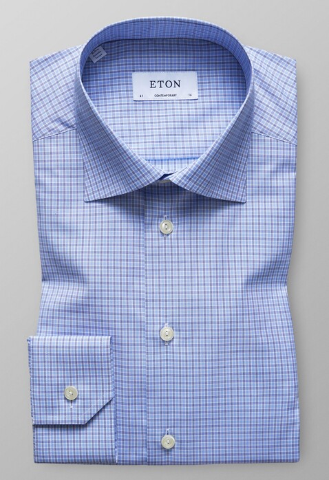 Eton Multi Check Shirt Dark Evening Blue