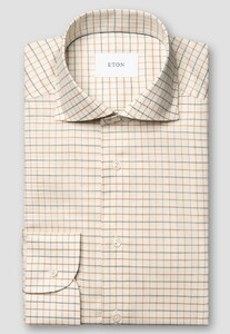 Eton Multi Fine Check Cotton Brushed Signature Flanel Overhemd Groen-Multi
