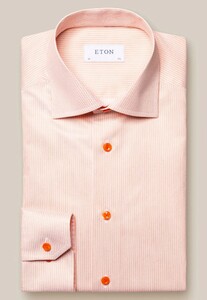 Eton Multi Fine Duo Stripe Signature Twill Overhemd Oranje