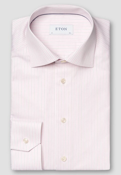 Eton Multi Striped Signature Twill Overhemd Roze